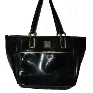 Dooney and Bourke glossy black leather bag